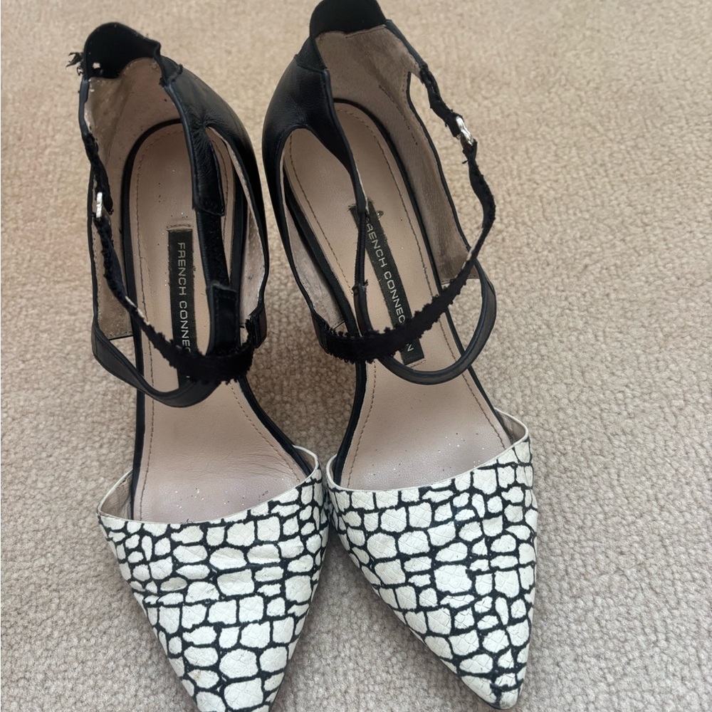 French Connection Black and White Heels